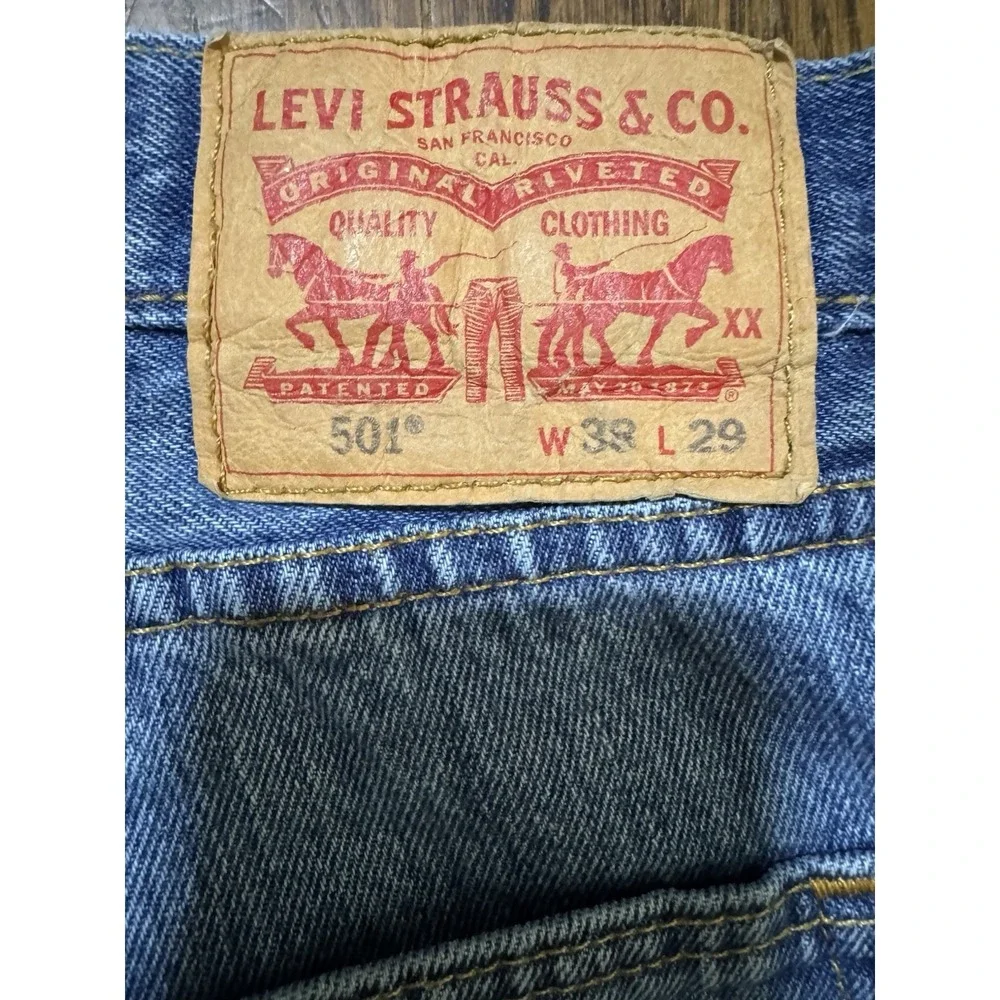 Levi's 501 Blue Jeans Men's Size W38xL29 Straight Leg Button Fly Denim Mid Rise